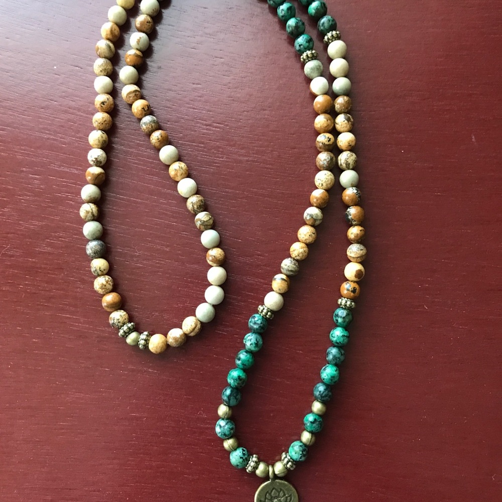 African turquoise and picture jasper Mala/bracelet/necklace - Picture 4 of 7